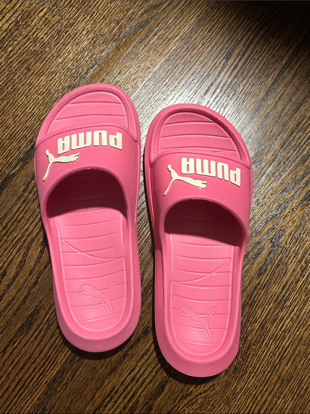 Puma Pink foam Slide Sandals with white Logo